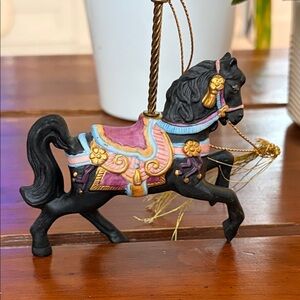 Vintage 1989 Lenox Black Stallion Carousel Horse Ornament Porcelain